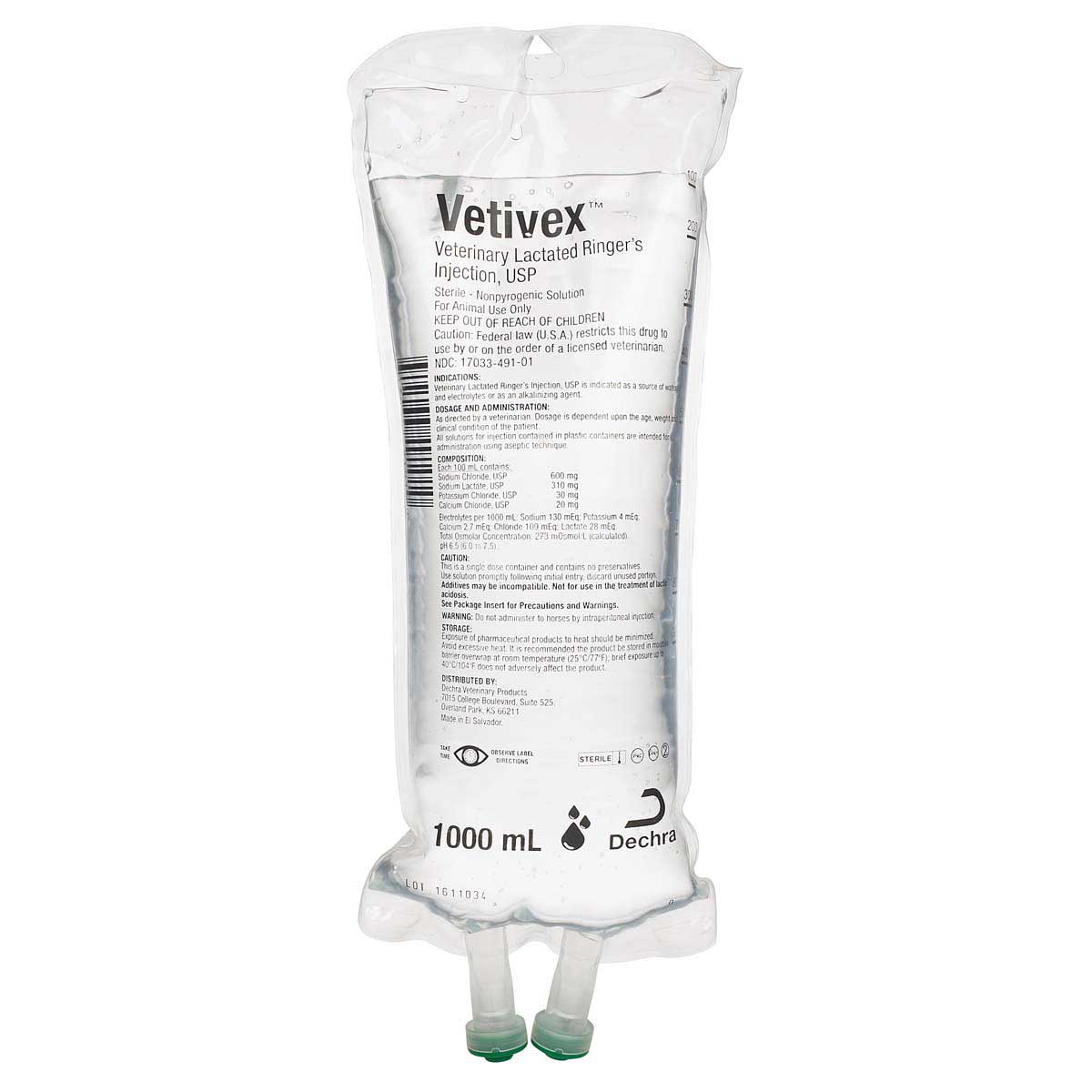 Vetivex® Vet Lactated Ringers Inj, 1000mL 12 Bags
